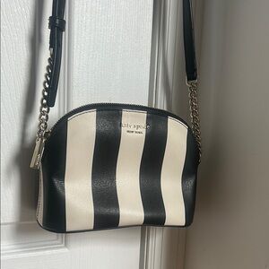 Kate Spade Black and White Striped Crossbody Bag